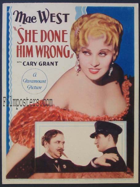 she done him wrong 1933 starring mae west and cary grant original movie poster vintage