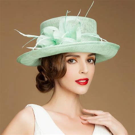 British Aristocracy Luxury Organza Sinamay Hats For Women Ladies Wedding Church Hats Sun Wide