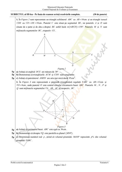 Subiecte Matematica Evaluare Nationala Clasa A Viii A 2018