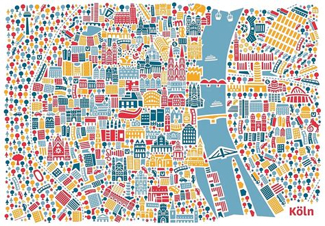 Cologne City Map Poster By Vianina Redbubble