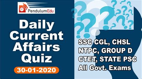 Daily Current Affairs And Gk Quiz 30 Jan 2020 Gk For Govt Exams Uppcs