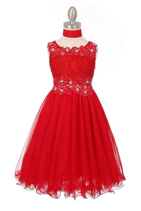 Red Lace Christmas Dress For Girls Size 4 20 Red Flower Girl Dresses