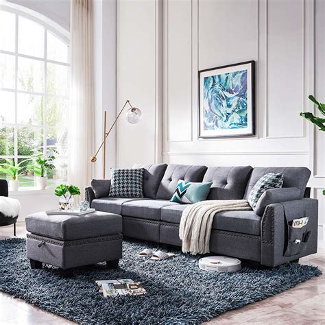Honbay Convertible L Shaped Sectional Sofa Couch Sbw
