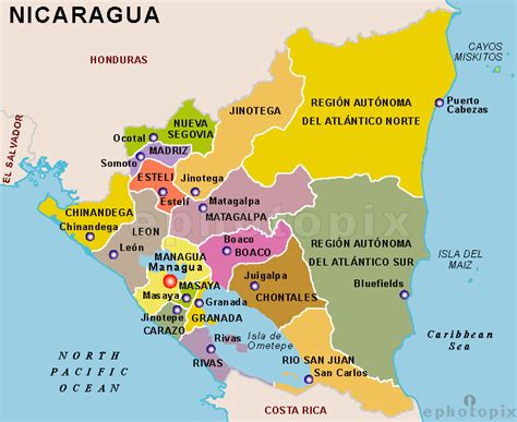 Large Detailed Administrative Map Of Nicaragua Nicaragua Large Detailed
