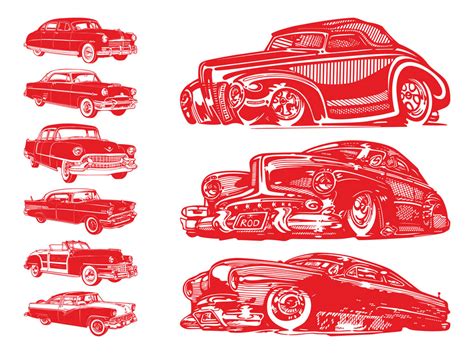 Vintage Cars Set Vector Art And Graphics