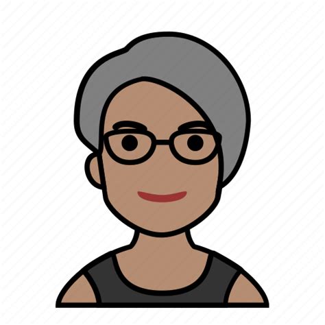 Avatars Female Glasses Grey Hair Startup Icon