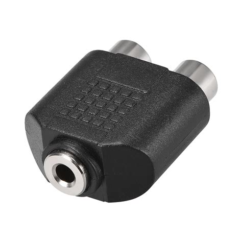 35mm Female To 2 Rca Female Connector Splitter Adapter Coupler Black