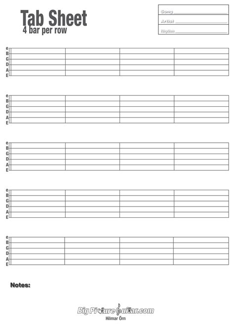 Free Printable Guitar Tablature Paper Free Printable