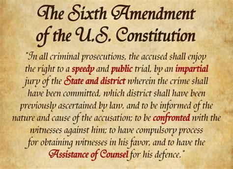 The Sixth Amendment One Amendment Six Constitutional