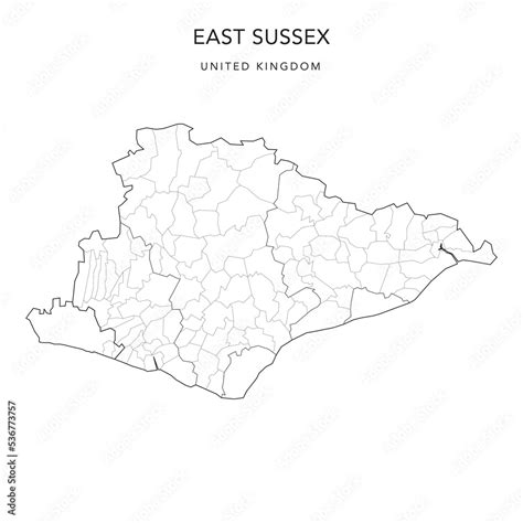 Administrative Map Of East Sussex With Counties Districts And Civil Parishes As Of