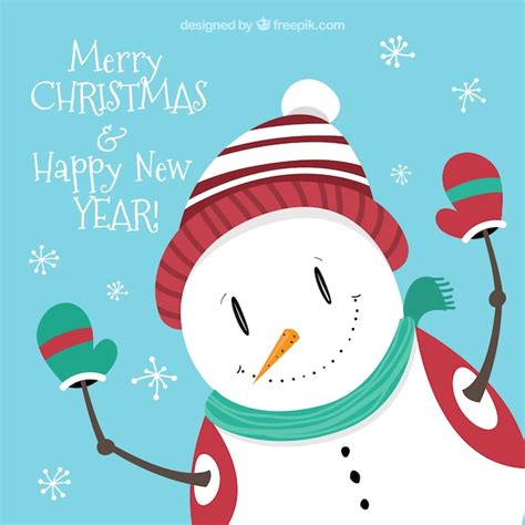 Free Vector Snowman Christmas Greetings Card