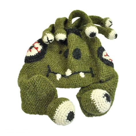Peruvian Trading Company Eyes Crochet Knit Beanie Hat Beanies