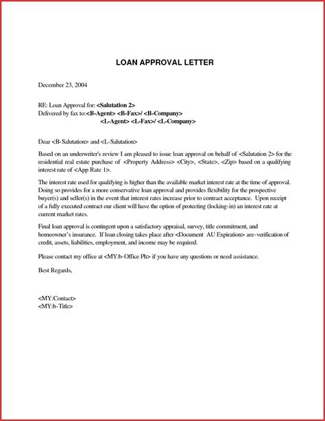 Loan Approval Letter Template
