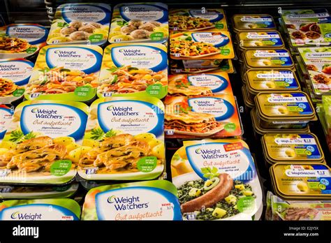 Shelf With Food In A Supermarket Weight Watchers Ready To Eat Meals