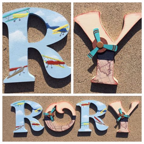 Wooden Letter Ideas Wooden Letters Airplane Nursery Decor Wood