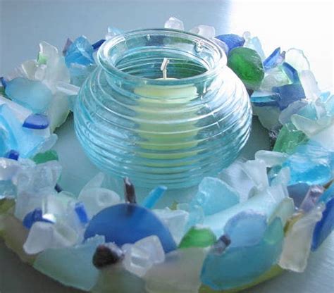 Beach Decor Sea Glass Wreath Nautical Sea Glass Decor Wreath For Wall Or Centerpiece On Luulla