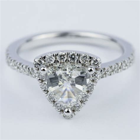 Trillion Cut Diamond Engagement Ring In 14k White Gold