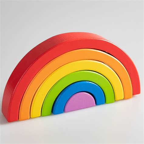 6 Piece Wooden Rainbow Stacking Toy Small Wooden Rainbow Etsy
