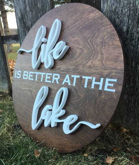 18 Life Is Better At The Lake Round Wood Sign Lake Etsy