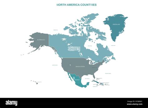 North American Countries Detailed Vector Map Stock Vector Image And Art
