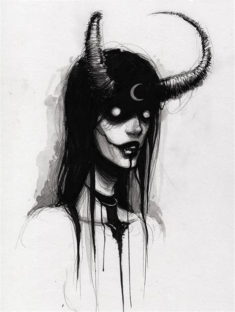 Horns Fine Art Print X Etsy Scary Drawings Dark Art Drawings Creepy Drawings