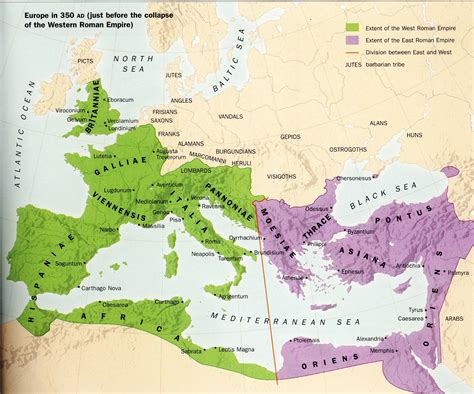 europe in 350 before the collapse of the western roman empire ancient maps ancient rome