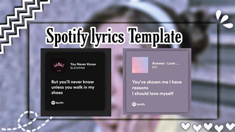 How To Make Spotify Lyrics Card How To Make Lyrics Template Youtube