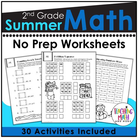 2nd Grade Summer Packet Teaching Math And More