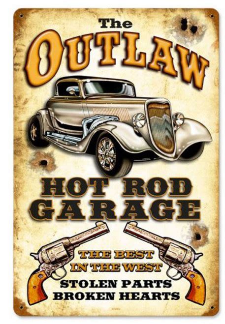 Hot Rod Garage Vintage Metal Sign 12 X 18 Inches