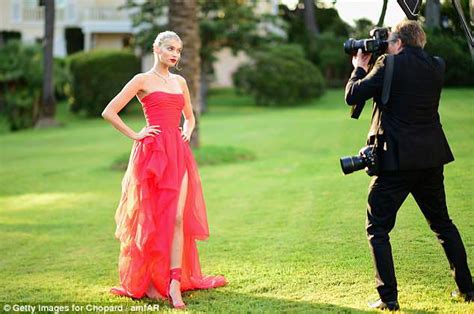 Cannes Film Festival Elsa Hosk Flaunts Legs In Scarlet Ballgown