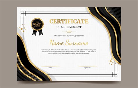 Elegant Certificate Template With Gold And Black Details 4789097 Vector