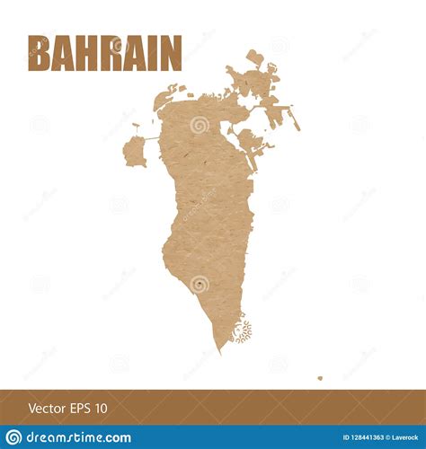 Detailed Map Of Bahrain Cut Out Of Craft Paper Stock Vector