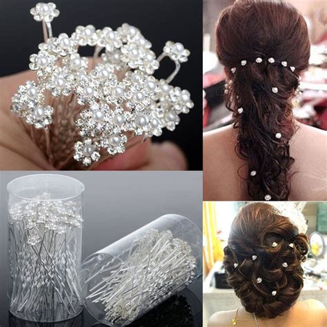 40pcs Hot Wedding Hair Pins Crystal Pearl Flower Bridal Hairpins