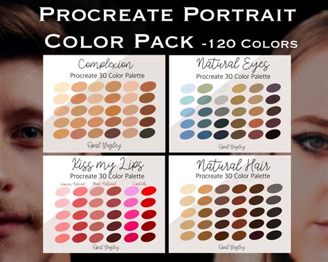 Portrait Procreate Color Palette 120 Colors Skin Tones Etsy