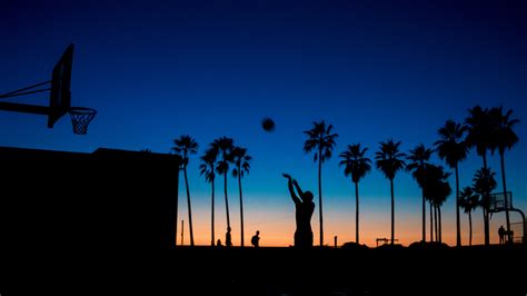 Shooting Basketball Venice Beach At Sunset Los Angeles Usa Windows