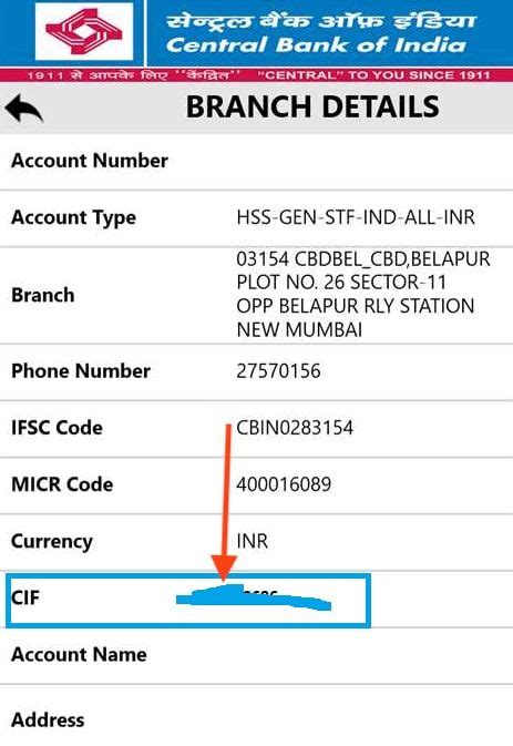 You can register your mobile number with your bank at the closest branch of your branch or a nearby central bank of india atm. How To Know Cif Number In Central Bank Of India Account Online