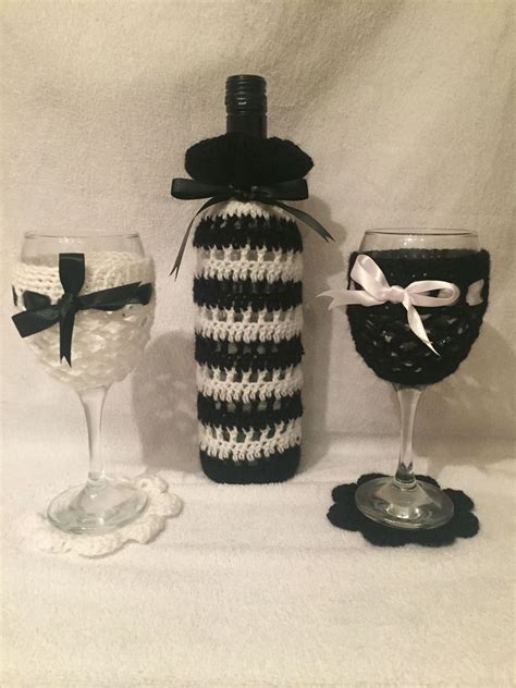 100 Handmade In The Uk Wine Glass And Bottle Cozy Set Can Also Include Coasters Glass Bottles