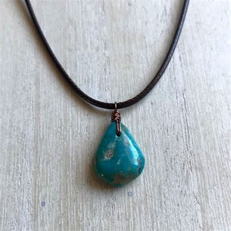 For The Minimalist This Turquoise Teardrop Necklace Is Wired Wrapped