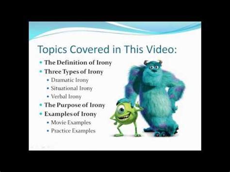 With different types of irony in use within the language, it can get confusing to learn which type fits in which situation. Irony & Its Purpose (with Examples and Practice) - YouTube