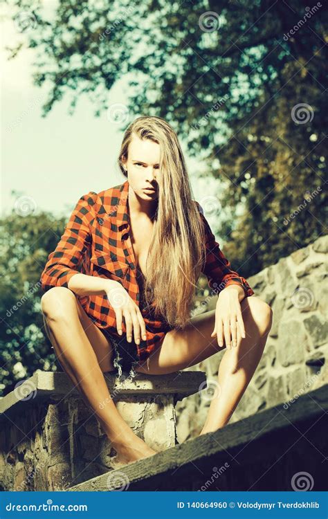 Girl On Stone Fence Stock Photo Image Of Model Woman