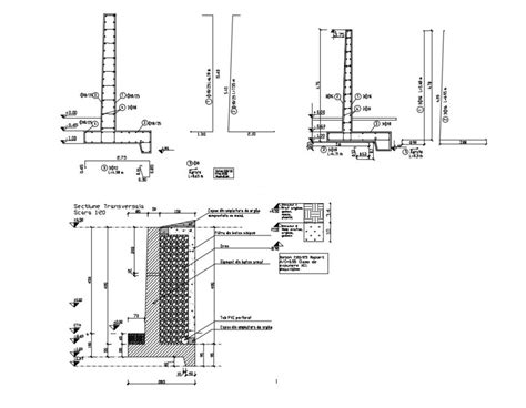 Retaining Wall Construction Cad Drawing Details Dwg File Retaining Wall