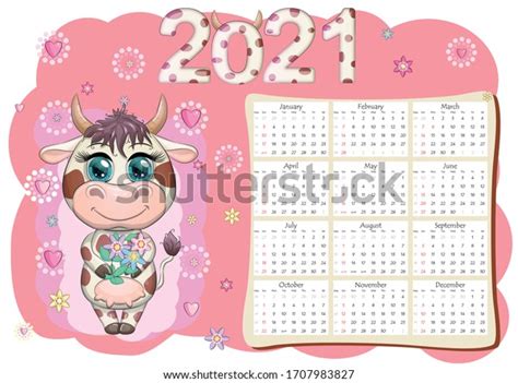 Calendar 2021 Bull Symbol New Year Stock Vector Royalty Free