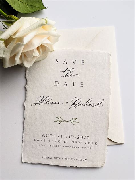 Save The Dates On Handmade Paper Custom Printed Calligraphy Etsy