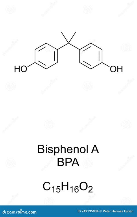 Bisphenol A Bpa Chemical Formula And Skeletal Structure Vector