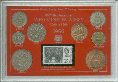 900th Anniversary Of Westminster Abbey London 1066 1966 Coin And Stamp