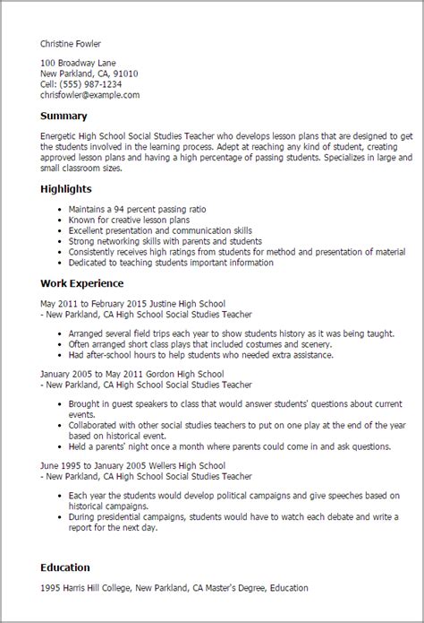 The national standards for the preparation of social studies teachers describe and explain the national standards for social studies teacher education created by national council for the social. Professional High School Social Studies Teacher Templates ...