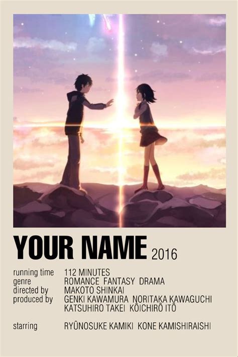 Your Name Movie Posters Minimalist Anime Titles Anime Printables