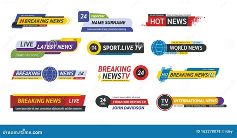 Tv Title News Bar Logos News Feeds Television Radio Channels Stock