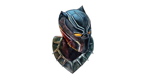 Download 1366x768 Wallpaper Black Panther Marvel Comics Face Art