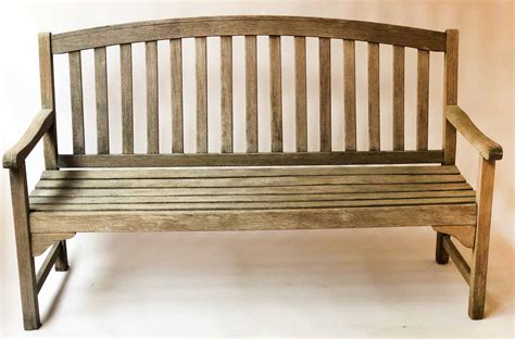 Arched Garden Bench Silvery Weathered Teak Of Slatted Construction With Arched Back 152cm W